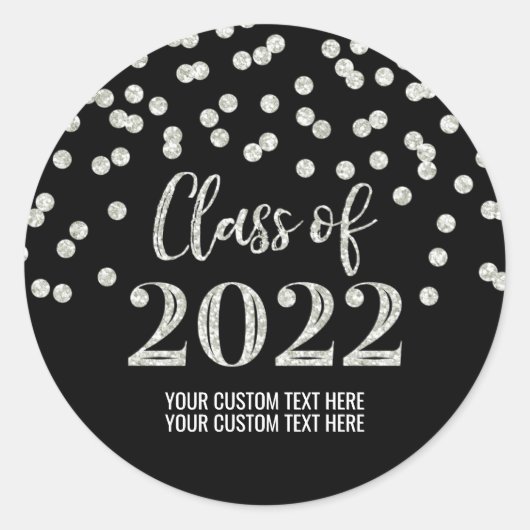 Sticker Rond Parties scintillant d'argent noir Confetti Graduat (Devant)