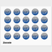 Sticker Rond Parties scintillant d'argent Ombre bleu profond Mo (Feuille)
