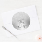 Sticker Rond Parties scintillant d'argent ombre feuille métalli (Enveloppe)