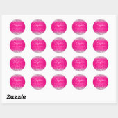 Sticker Rond Parties scintillant d'argent rose chaud 50e annive (Feuille)