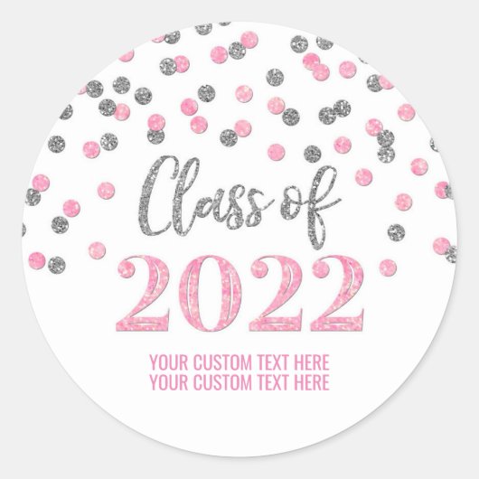 Sticker Rond Parties scintillant d'argent rose Confetti Graduat (Devant)