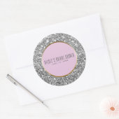 Sticker Rond Parties scintillant d'argent rose or élégant maria (Enveloppe)