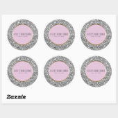 Sticker Rond Parties scintillant d'argent rose or élégant maria (Feuille)