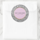 Sticker Rond Parties scintillant d'argent rose or élégant maria (Sac)