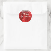 Sticker Rond Parties scintillant d'argent rouge huile Joyeux No (Sac)