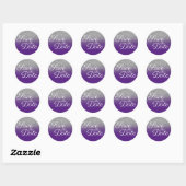 Sticker Rond Parties scintillant d'argent Royal Purple Ombre En (Feuille)
