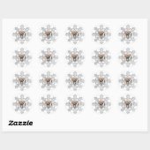 Sticker Rond Parties scintillant d'argent Snowflake cadre photo (Feuille)