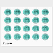 Sticker Rond Parties scintillant d'argent Turquoise Classe de 2 (Feuille)