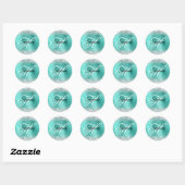 Sticker Rond Parties scintillant d'argent Turquoise Foil Fancy  (Feuille)