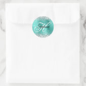 Sticker Rond Parties scintillant d'argent Turquoise Foil Fancy  (Sac)