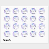 Sticker Rond Parties scintillant d'argent violet doux 16 Aquare (Feuille)