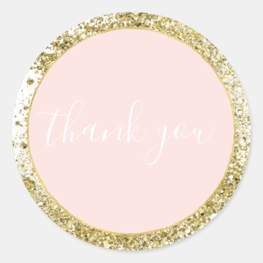 Sticker Rond Parties scintillant de Confetti Sparkle Faux Rose  (Devant)