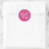 Sticker Rond Parties scintillant de copie signée rose Faux (Sac)