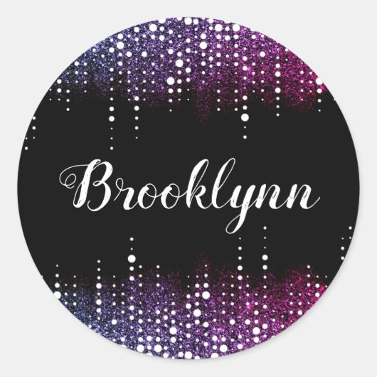 Sticker Rond Parties scintillant de goutte Pluie pourpre Sequin (Devant)