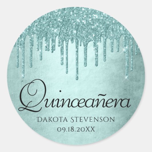 Sticker Rond Parties scintillant de la pointe de dérive | Aqua  (Devant)