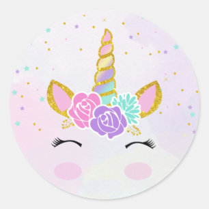 Sticker Rond Parties scintillant de licorne magique