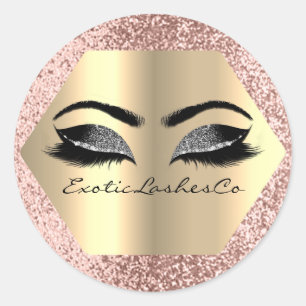 Sticker Rond Parties scintillant de maquillage d'or noir Hexago