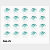 Sticker Rond Parties scintillant de marbre Mariage Turquoise Si (Feuille)