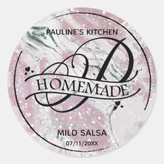 Sticker Rond Parties scintillant de marbre Monogramme P Étiquet