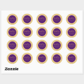 Sticker Rond Parties scintillant de Mariage de Merci d'or viole (Feuille)