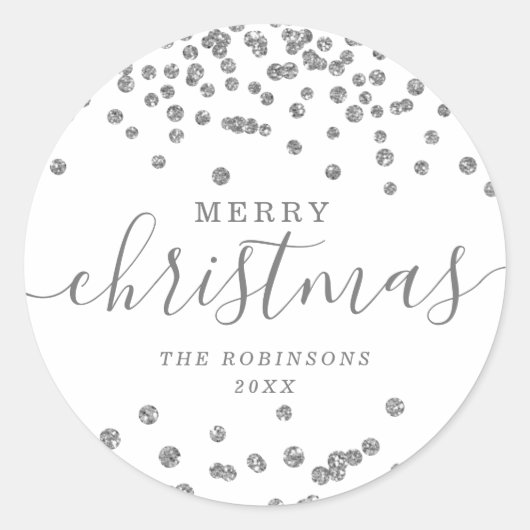 Sticker Rond Parties scintillant de Noël Silver Confetti Blanc (Devant)