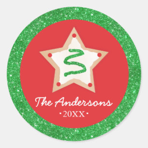 Sticker Rond Parties scintillant de Noël Sucre Cookie