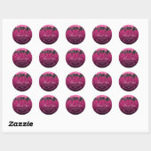 Sticker Rond Parties scintillant de séchage noir et rose glamou (Feuille)