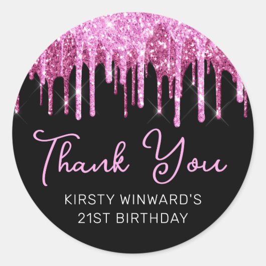 Sticker Rond Parties scintillant de séchage rose chaud Annivers (Devant)