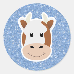Sticker Rond Parties scintillant de vache