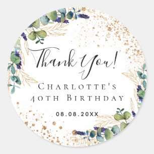 Sticker Rond Parties scintillant de verdure d'eucalyptus d'anni