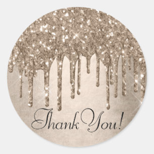 Sticker Rond Parties scintillant d'or à couler Champagne Melt
