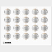 Sticker Rond Parties scintillant d'or argent coeur merci mariag (Feuille)