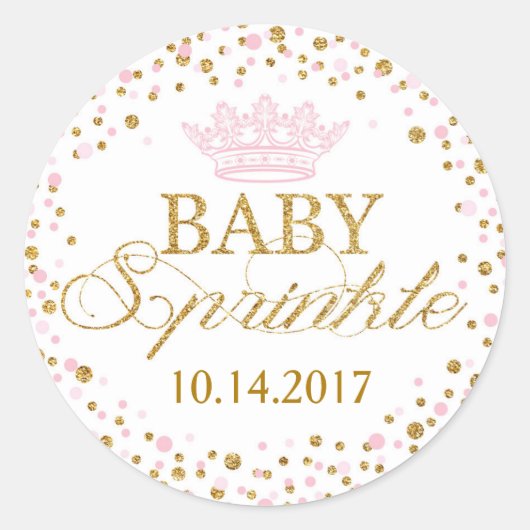 Sticker Rond Parties scintillant d'or Baby shower Royal Princes (Devant)
