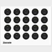 Sticker Rond Parties scintillant d'or Black Modern Mariage Brid (Feuille)
