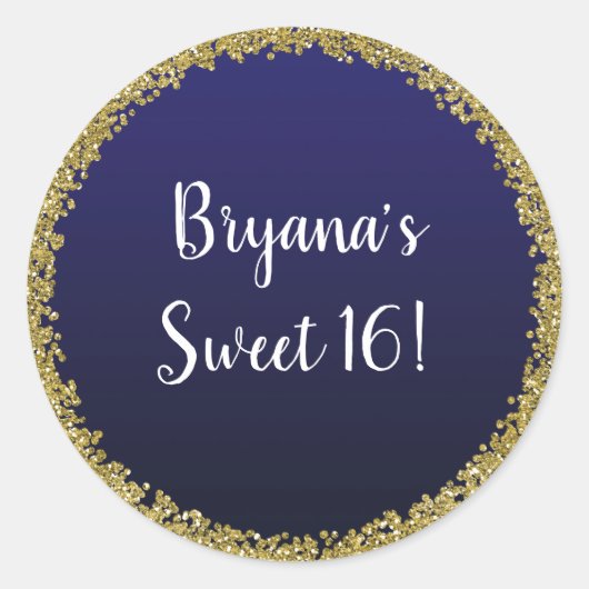 Sticker Rond Parties scintillant d'or bleu marine glam Sparkle  (Devant)