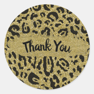 Sticker Rond Parties scintillant d'or Cheetah Leopard Poster de