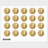 Sticker Rond Parties scintillant d'or circulaire et monogramme  (Feuille)