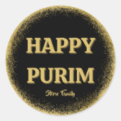 Sticker Rond Parties scintillant d'or classique Purim sur mesur (Devant)