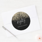 Sticker Rond Parties scintillant d'or Confetti Black fête de 80 (Enveloppe)