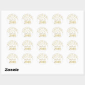 Sticker Rond Parties scintillant d'or Confetti Bonne année 2018 (Feuille)