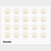 Sticker Rond Parties scintillant d'or Confetti Graduation 2017 (Feuille)