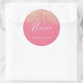 Sticker Rond Parties scintillant d'or Confetti rose 11e anniver (Sac)