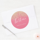 Sticker Rond Parties scintillant d'or Confetti rose 13e anniver (Enveloppe)