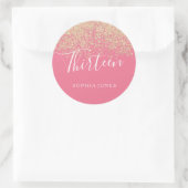 Sticker Rond Parties scintillant d'or Confetti rose 13e anniver (Sac)