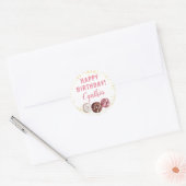 Sticker Rond Parties scintillant d'or Douce Donuts Anniversaire (Enveloppe)