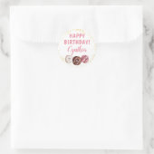 Sticker Rond Parties scintillant d'or Douce Donuts Anniversaire (Sac)