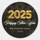 Sticker Rond Parties scintillant d'or du Nouvel An de la fête d (Devant)