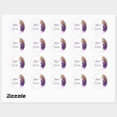 Sticker Rond Parties scintillant d'or et Mariage pourpre d'aube (Feuille)