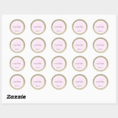 Sticker Rond Parties scintillant d'or et Mariage rose clair (Feuille)