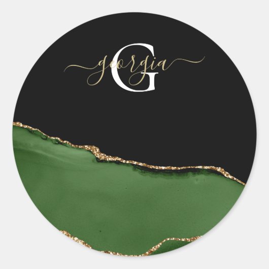 Sticker Rond Parties scintillant d'or et Monogramme d'âge vert (Devant)